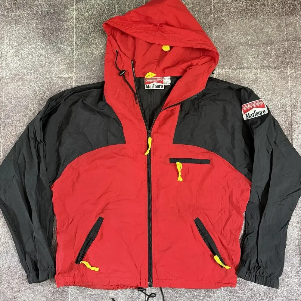 Men's Vintage 90's Marlboro Adventure Team Cigarettes Windbreaker Jacket Sz L